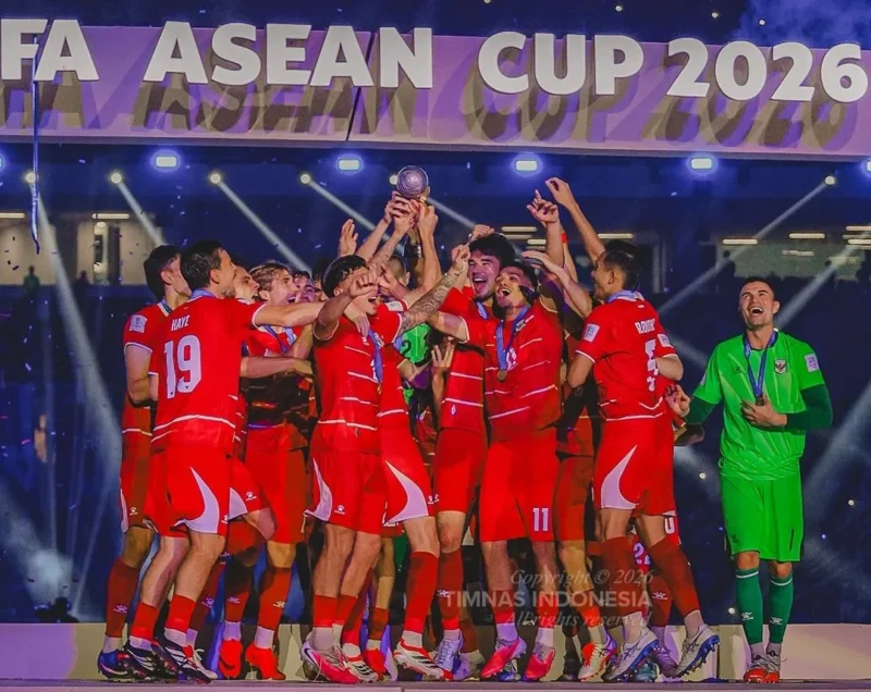 Indonesia juara FIFA ASEAN Cup 2026 setelah mengalahkan Thailand 4-2 lewat adu penalti di GBK. (Foto: IG @timnasindonesia)