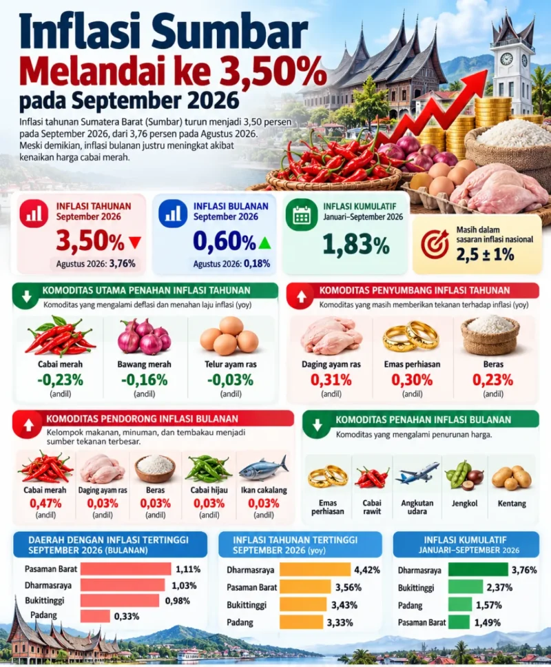 Ilustrasi inflasi Sumbar September 2026. (Foto: AI Generated)
