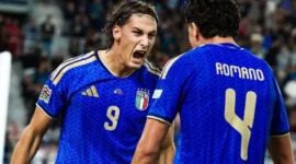 Pemain Italia merayakan gol ke gawang Turki pada lanjutan UEFA Nations League di Stadion Dall'Ara, Bologna, Selasa (6/10/2026) dini hari WIB. (Foto: IG @azzurri)