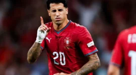 Pemain Timnas Portugal Joao Cancelo merayakan gol ke gawang Norwegia. (Foto: IG @portugal)