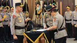 Kapolri Jenderal Suyudi Ario Seto memimpin pelantikan dan sertijab sejumlah Pati dan Pamen Polri di Rupattama Mabes Polri, Jakarta, Sabtu (3/10/2026) malam. (Foto: Humas Polri)