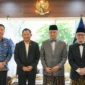 Menhaj, Mochamad Irfan Yusuf dan Wamenhaj Dahnil Anzar Simanjuntak bersama Mendagri Tito Karnavian dalam pertemuan di Kantor Kemendagri, Jakarta, Kamis (1/10/2026). (Foto: Kemenhaj)