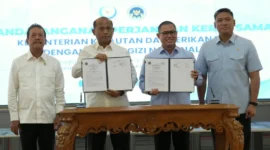 Kepala BGN Sudaryono saat penandatanganan PKS antara BGN dan KKP di Jakarta, Rabu (30/9). (Foto: Biro Hukum dan Humas BGN)