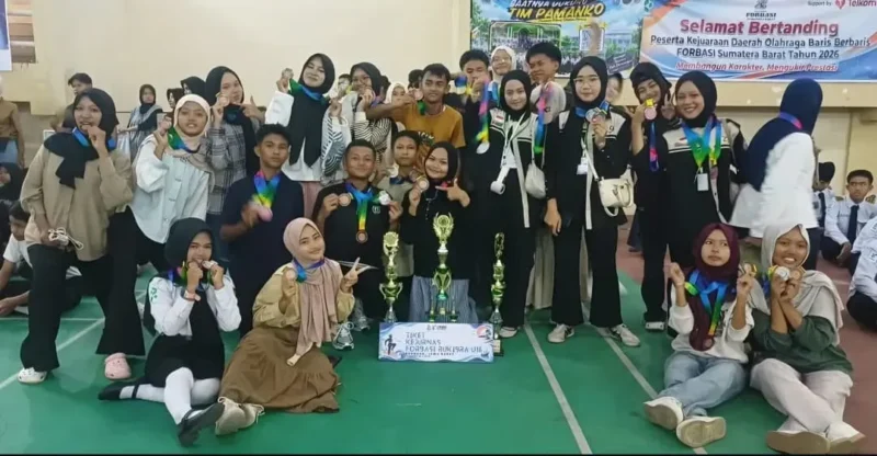 MTsN 5 Kota Padang meraih tiga gelar di Kejurda FORBASI Sumbar 2026 dan melaju ke Kejurnas FORBASI di Bandung pada Desember mendatang. (Foto: Pemko Padang)