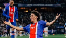 Pemain PSG Magnes Akliouche merayakan gol ke gawang Manchester City dalam lanjutan Liga Champions di Etihad Stadium, Kamis (15/10/2026). (Foto: IG @psg)