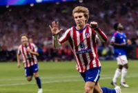 Pablo Barrios merayakan gol ke gawang Manchester United pada laga kedua fase Liga Champions 2026/2027 di Riyadh Air Metropolitano, Rabu (14/10/2026) dini hari WIB. (Foto: IG @atleticodemadrid)