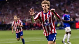 Pablo Barrios merayakan gol ke gawang Manchester United pada laga kedua fase Liga Champions 2026/2027 di Riyadh Air Metropolitano, Rabu (14/10/2026) dini hari WIB. (Foto: IG @atleticodemadrid)