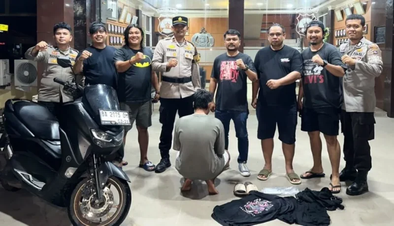 Polresta Padang mengamankan terduga pelaku pembunuhan seorang wanita di salah satu hotel di Padang. (Foto: Ist)