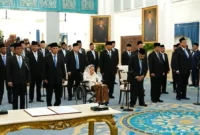 Presiden Prabowo Subianto melantik Dewan Pertimbangan Presiden (Wantimpres) di Istana Kepresidenan, Jumat (2/10/2026). (Foto: YT Sekretariat Presiden)