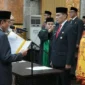 Wakil Wali Kota Padang Maigus Nasir melantik dan mengambil sumpah jabatan 27 pejabat di lingkungan Pemko Padang, Senin (12/10/2026). (Foto: Pemko Padang)