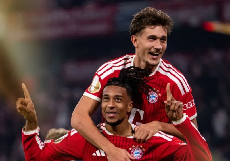 Pemain Bayern Munich merayakan gol ke gawang Magdeburg, dalam lanjutan babak kedua DFB Pokal di Allianz Arena, Kamis (29/10/2026) dini hari WIB. (Foto: IG @fcbayern)