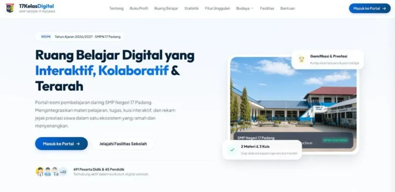 SMPN 17 Padang menjadi sekolah percontohan dalam uji coba awal pengembangan dan implementasi LMS Ruang Kelas Digital. (Foto: Pemko Padang)