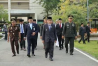 Wakil Wali Kota Padang Maigus Nasir saat Upacara Peringatan Hari Kesaktian Pancasila tingkat Kota Padang di Lapangan Upacara Balai Kota Padang, Aie Pacah, Kamis (1/10/2026). (Foto: Pemko Padang)