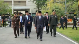 Wakil Wali Kota Padang Maigus Nasir saat Upacara Peringatan Hari Kesaktian Pancasila tingkat Kota Padang di Lapangan Upacara Balai Kota Padang, Aie Pacah, Kamis (1/10/2026). (Foto: Pemko Padang)