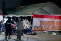 Satbrimob Polda Sumbar menyiagakan posko kesehatan dan SAR di Lumin Park, Padang. (Foto: Polda Sumbar)