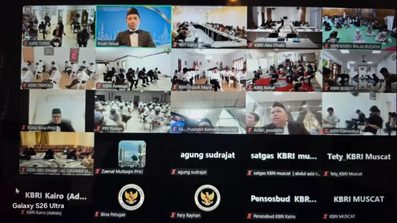 Sebanyak 484 mahasiswa Indonesia yang menempuh pendidikan di kawasan Timur Tengah mengikuti tes CAT daring untuk seleksi Tenaga Pendukung PPIH Arab Saudi 1448 H/2027 M. (Foto: Kemenhaj)