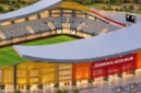 Rancangan desain Stadion Haji Agus Salim Padang yang mengusung konsep football-only stadium dengan sentuhan arsitektur Minangkabau. (Foto: Dok. Hutama Karya)