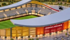 Rancangan desain Stadion Haji Agus Salim Padang yang mengusung konsep football-only stadium dengan sentuhan arsitektur Minangkabau. (Foto: Dok. Hutama Karya)