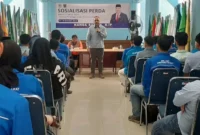 Wakil Ketua DPRD Sumbar Nanda Satria saat Sosialisasi Peraturan Daerah (Sosper) Nomor 4 Tahun 2023 tentang Penanggulangan Bencana Daerah. (Foto: Ist)