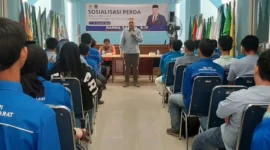 Wakil Ketua DPRD Sumbar Nanda Satria saat Sosialisasi Peraturan Daerah (Sosper) Nomor 4 Tahun 2023 tentang Penanggulangan Bencana Daerah. (Foto: Ist)