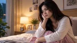 Ilustrasi Wanita sulit tidur. (Foto: AI Generated)
