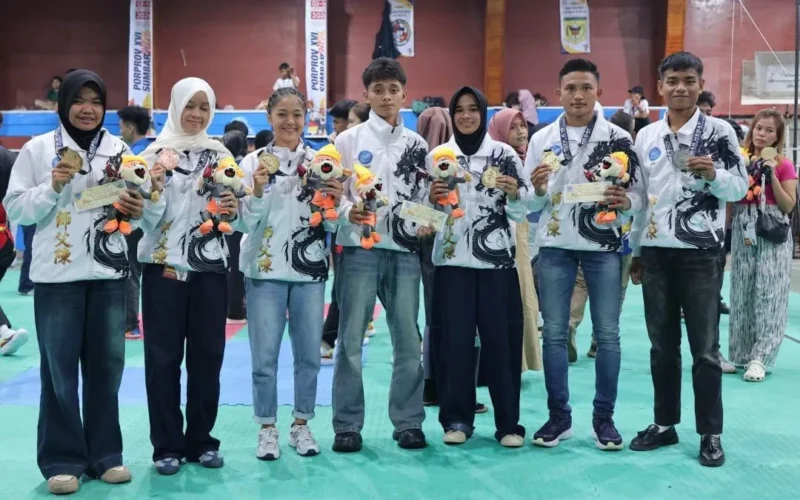 Atlet wushu Payakumbuh meraih empat emas dan satu perunggu di Porprov XVI Sumbar 2026. (Foto: MC Payakumbuh)